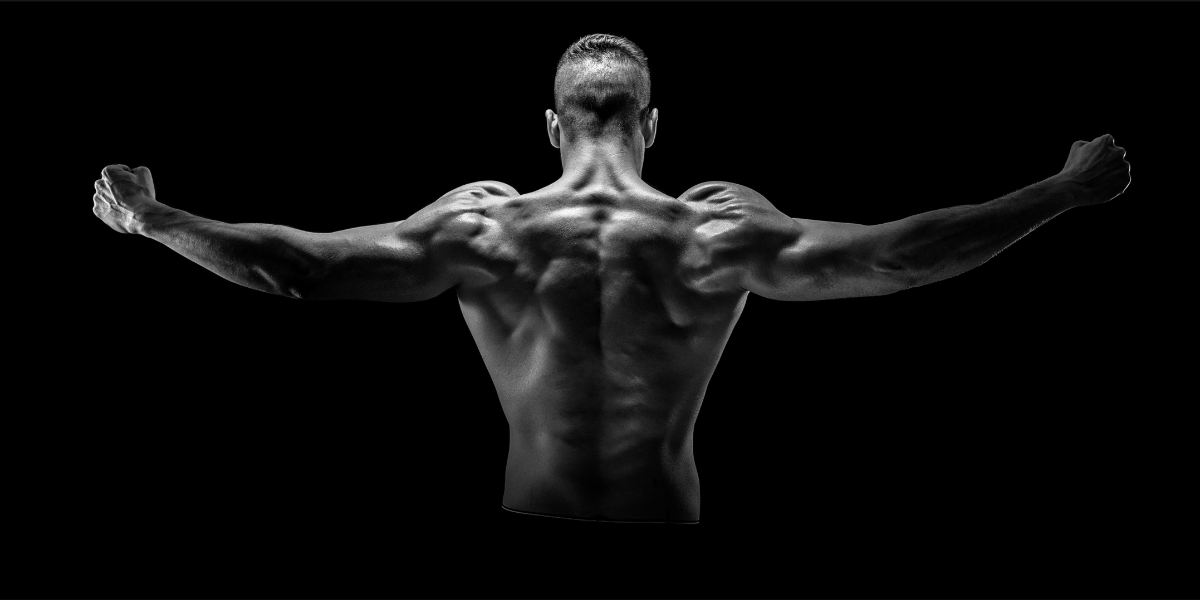 strong mans back with muscles strength training